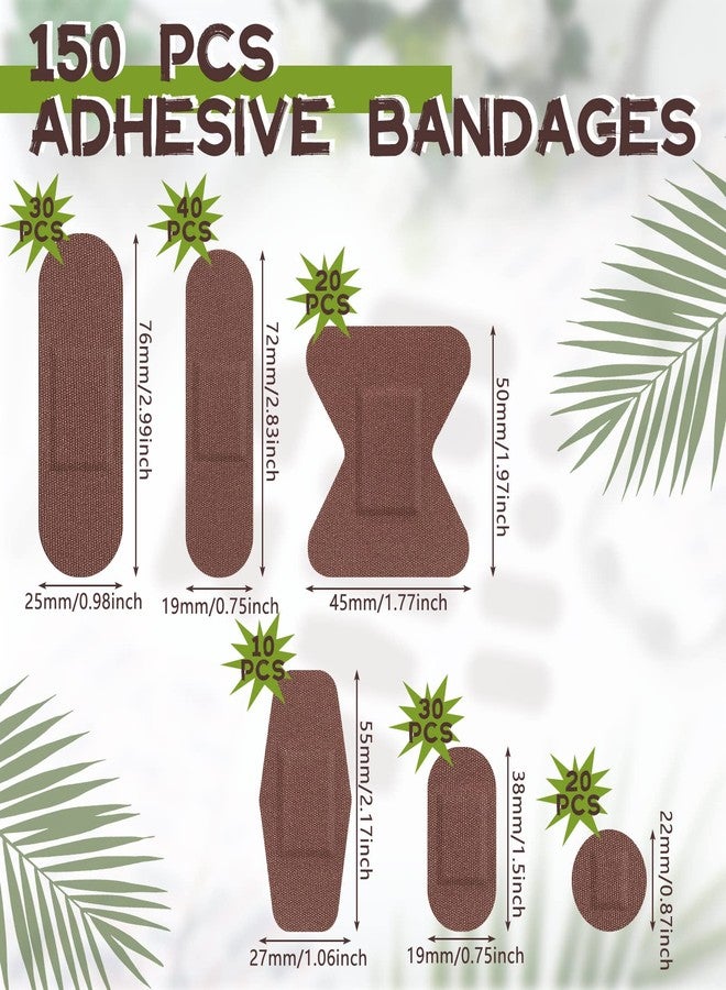 Lounsweer 150 Pcs 6 Sizes Brown Shade Flexible Fabric Bandages Adhesive Bandage Flexible Bandages Variety Pack for Adult Protect Cuts Scrapes Scratches Inclusivity and Diversity(Dark Brown) - Image 2